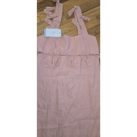 NWT Antonio Melani Nat Note Linen Maxi Dress Cece Tassel Women's 12 Pink NWI - Picture 9 of 16
